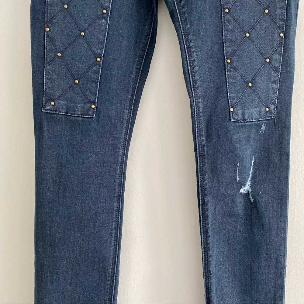 Express Denim Studded Distressed Leggings Size 4 - Picture 3 of 6
